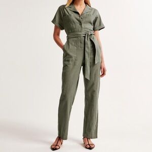 Abercrombie & Fitch Linen-Cotton Utility Jumpsuit (Size XS Tall)
